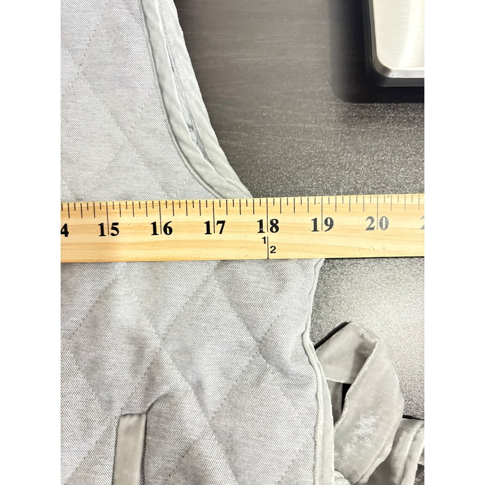 Banana Republic Womens Quilted Vest Size Small Gray Full Zip‎ Pockets Tie Sides - Picture 7 of 9